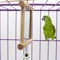 Bigstone Pet Bird Parrot Bell Mirror Hanging Cage Wood Stand Perch Interactive Play Toy