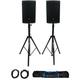 (2) JBL EON715 15 1300w Powered Active DJ PA Speakers w/Bluetooth/DSP+Stands