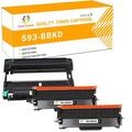 Toner H-Party 3-Pack Compatible Toner Cartridge 593-BBKD & Drum Unit 593-BBKE for Dell E310dw E514dw E515dn E515dw Printer (2x Black Toner Cartridge 1x Drum Unit)