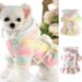 XWQ Pet Dress Colored Stripes Pattern Dress-up Skin-friendly Fashion Puppy Thickened Skirt for Winter