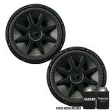 Kicker CVR15 CompVR 15-Inch (380mm) Subwoofer 4-Ohm DVC Bundle