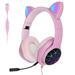 TSV Wired Cat Ear Gaming Headset for PC PS4 Xbox One Girls Kids Over-Ear Headphones with Microphone Detachable Foldable RGB LED USB Headphones for Girlfriends Tablet PS5 Nintendo Switch Mac