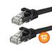 Monoprice Cat6 Ethernet Patch Cable - 7 Feet - Black (12 Pack) Snagless RJ45 550MHz UTP Pure Bare Copper Wire 24AWG - FLEXboot Series
