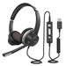 Mpow Wired Headset with Microphone Comfort-fit Office Computer Headphone Call Center Headset Black