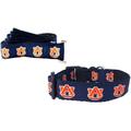 Brand New Auburn Small Pet Dog Collar(1 Inch Wide 8-14 Inch Long) and Small Leash(5/8 Inch Wide 6 Feet Long) Bundle Official Tigers Logo/Navy Color