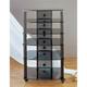 Black Poles 6 Black Glass Shelves AV Stand