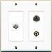 RiteAV - 1 Port RCA White 1 Port Coax Cable TV- F-Type 1 Port 3.5mm - 2 Gang Wall Plate