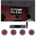 Rockville Home Theater Bluetooth Receiver+(4) In-Ceiling 8 Red LED Speakers