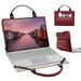 LG gram 14 2-in-1 14T990 Laptop Sleeve Leather Laptop Case for LG gram 14 2-in-1 14T990 with Accessories Bag Handle (Red)