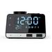 Alarm Clock Radio Bluetooth Speaker with Dual Snooze Clock USB Charging Port TF Card Play Thermometer Mirror LED Dimmable Display for Bedroom Kitchen Hotel Table Desk