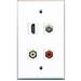 RiteAV - 1 Port HDMI 1 Port RCA Red 1 Port RCA White 1 Port Coax Cable TV- F-Type Wall Plate