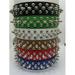 Vegan Leather Spiked Dog Collar XS S M L PU Leather Studded Dog Collar 3 Row Anti-Bite Studded Dog Collar -M-Red