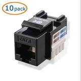 [UL Listed] Cable Matters 10-Pack Cat6 RJ45 Keystone Jack (Cat 6 / Cat6 Keystone Jack) in Black