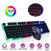 Gaming Keyboard and Mouse Combo Set Rainbow Glow Backlit USB Keyboard RGB LED Keyboard 104 Keys Black