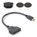 HDMI Splitter Cable Male 1080P to Dual HDMI Female 1 to 2 Way HDMI Splitter Adapter Cable for HDTV HD LED LCD TV Support Two TVs at The Same Time Black 30cm