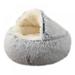 Cat Bed Round Soft Plush Burrowing Cave Hooded Cat Bed Donut for Dogs & Cats Faux Fur Cuddler Round Comfortable Self Warming Pet Bed