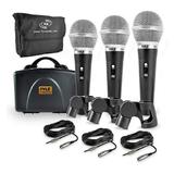 Pyle PDMICKT34 Dynamic Professional Dynamic 3 Handheld Microphones kit Black