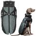 Waterproof Dog Winter Jackets Cold Weather Dog Coats with Harness & Furry Collar Easy Walking & Soft Warm Gray Chest: 25 Back Length: 20.5