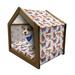 Fox Pet House Snow Foxes with Winter Sweaters and Scarf Cartoon Vulpe Friends in Cozy Environment Outdoor & Indoor Portable Dog Kennel with Pillow and Cover 5 Sizes Multicolor by Ambesonne