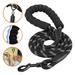 Rope Dog Leash 4.9 FT with Comfortable Padded Handle (Black) Highly Reflective Threads Strong Dog Leash for Large Medium Dogs Small Puppy