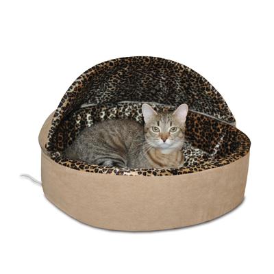 Heated Thermo-Kitty Cat Leopard Deluxe Bed by K&H Pet Products in Tan Leopard (Size SMALL)