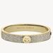 Michael Kors Jewelry | Michael Kors Goldtone Fulton Pave' Mk Openwork Logo Bangle Bracelet Mkj3998 $155 | Color: Gold | Size: Os