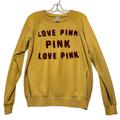 Pink Victoria's Secret Tops | Love Pink Victoria’s Secret Mustard Sweatshirt Euc Teddy Bear Raised Letters Xs | Color: Red/Yellow | Size: Xs