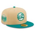 Men's New Era Natural/Teal York Yankees Mango Forest 59FIFTY fitted hat