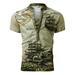 wendunide mens shirts Men Summer Outdoor Button Fashion Printed Short Sleeve V Neck Casual Top Men T Shirts Khaki XXL