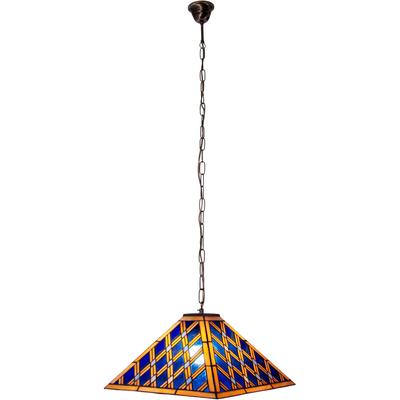 NÄVE Pendelleuchte "Pyra", blau, Ø 40,00cm H: 101,00cm, Lampen, Tiffany-Stil pyramidenförmig Glas blau/gold 1xE27 Pendel