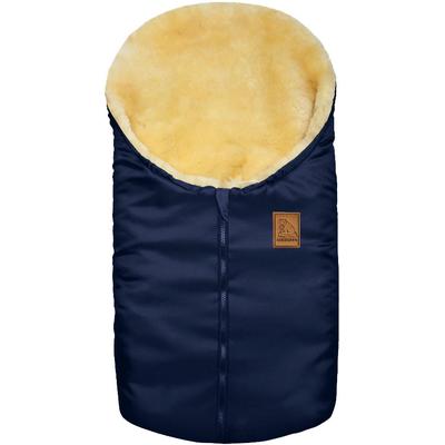 Fußsack HEITMANN FELLE "Eisbärchen - Kleiner Lammfell Winterfußsack - Premium Qualität", blau (marine), B:40cm L:78cm T:10cm, Polyester, Fußsäcke, mit echtem Lammfell, für Tragschalen, Kinderwagen u.v.m Image