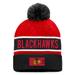Men's Fanatics Branded Black/Red Chicago Blackhawks Authentic Pro Rink Cuffed Knit Hat with Pom