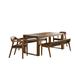 Rasmus 5Pc Dining Set, Table + 2 Benches + 2 Armchairs (Chestnut Wire-Brush) - Boraam Industries 77344