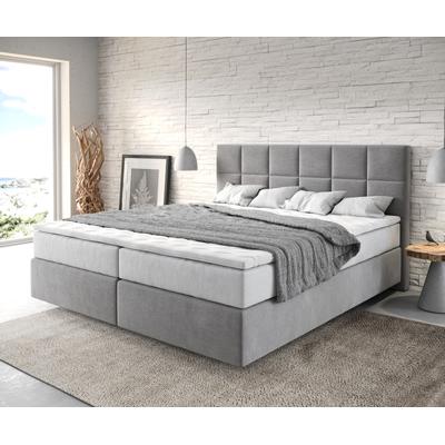 DELIFE Boxspringbett Dream-Fine 180x200 cm Mikrofaser Grau mit TFK Matratze und Visco Topper, Boxspringbetten Image