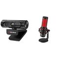 AVerMedia 1080P 60FPS Weitwinkel-Webcam – PW315 – Mit Mikrofon – Ideal für das Gaming oder Streaming & HyperX HX-MICQC-BK QuadCast - Standalone Mikrofon mit umfangreichen Funktionen für Streamer Gamer
