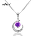 NEHZY – collier avec pendentif étoile et lune pour femme plaqué argent zircone cubique de haute