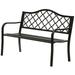 Gardenised Outdoor Garden Patio Steel Park Bench Lawn Decor with Cast Iron Back Black Seating bench for Yard Patio