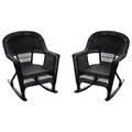 Rocker Wicker Chair - Set of 2 Patio Chair Outdoor Rocking Chair-Color:Black