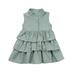 Carolilly Summer Toddler Kids Baby Party Sleeveless Princess Ruffle Solid Color Tutu Princess Formal Dress Girls Clothes