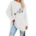 iOPQO womens t shirts Women Long Sleeve Dandelion Butterfly Pinting Oversized T Shirts Loose Casual Crewneck Tunic Soft Blouse Tops t shirts for women White + S