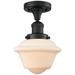 Oxford 8" LED Semi-Flush Mount - Matte Black - Matte White Shade