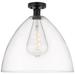 Edison Bristol Glass 16" Semi-Flush Mount - Matte Black - Clear Shade