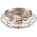 Muselet - 3 Light 15" LED Flush Mount - Brushed Satin Nickel Finish