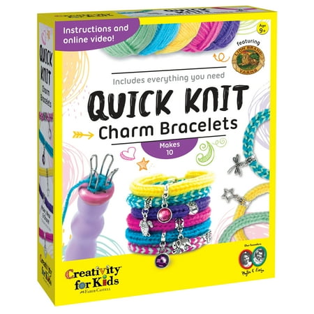 Creativity for Kids Quick Knit Charm Bracelets- Child Beginner Craft Kit for Boys and Girls