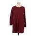 Merona Casual Dress - Shift Crew Neck 3/4 sleeves: Red Solid Dresses - Women's Size Medium