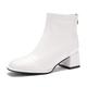 Poorevill Womens Ankle Boots Block Mid High Heel Zippers Ladies Round Toe Casual Party Shoes Booties YA White Tag 46- UK 9.5