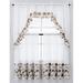 3 Piece Rod Pocket Printed Window Treatment Kitchen Curtain Tiers & Swag Valance Set 36 Long Coffee-Bread