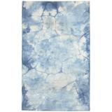 Wool Blue Rug 5 X 8 Modern Hand Tufted Shibori Tie Dye Room Size Carpet