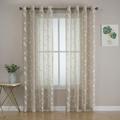 CAROMIO 52 W x 95 L Sheer Curtains Leaf Embroidery Light Filtering Semi Sheer Window Treatment for Dining Room 2 Panels Taupe