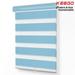 Keego Dual Layer Roller Window Blind Light Filtering Zebra Window Blind Cordless Customizable Sky Blue Case Sky Blue Fabric 28.5 w x 46.0 h